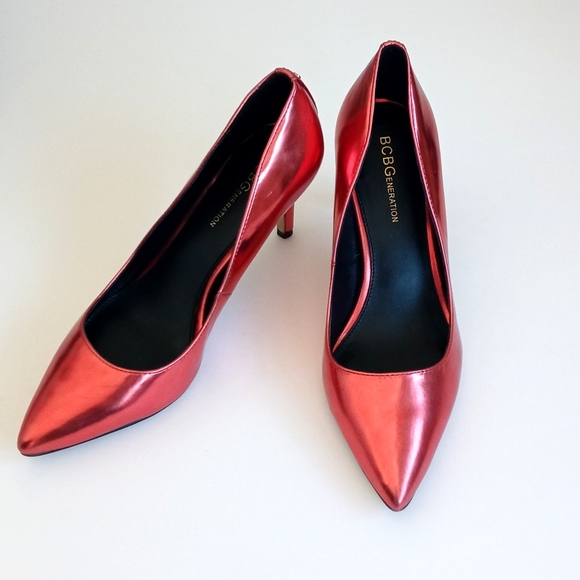 Gorgeous BCBGeneration Metallic Chrome Red 3" Heels 7.5 - Picture 7 of 12